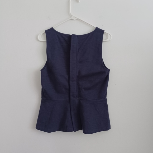 NWOT J.crew Navy Blue Ponte Sleevess Zip back Stretch Peplum Top | sz Small - Picture 6 of 15